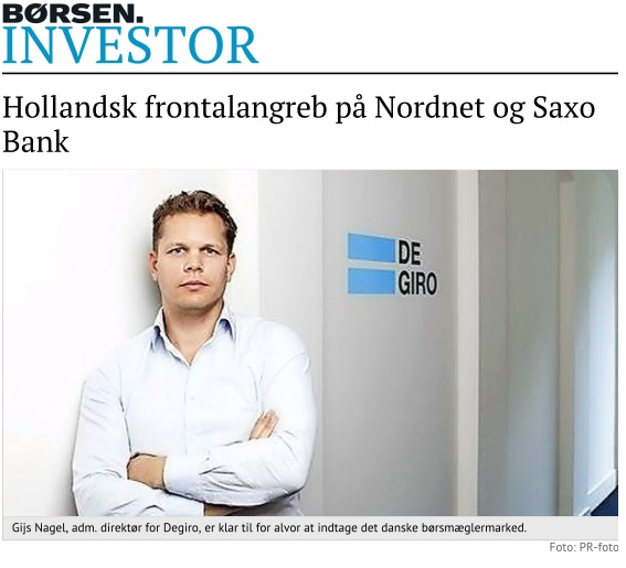 Degiro Børsen Degiro i Børsen med billede af Degiro administrerende direktør Gijs Nagel.
