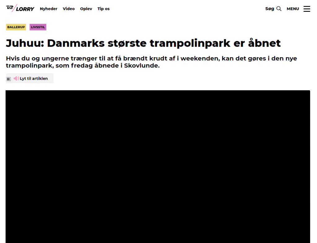 XJump-Case-2-1024x786 Artikel på TV 2 Lorry, med TV-indslag om åbningen af XJumps Trampolinpark i Skovlunde.